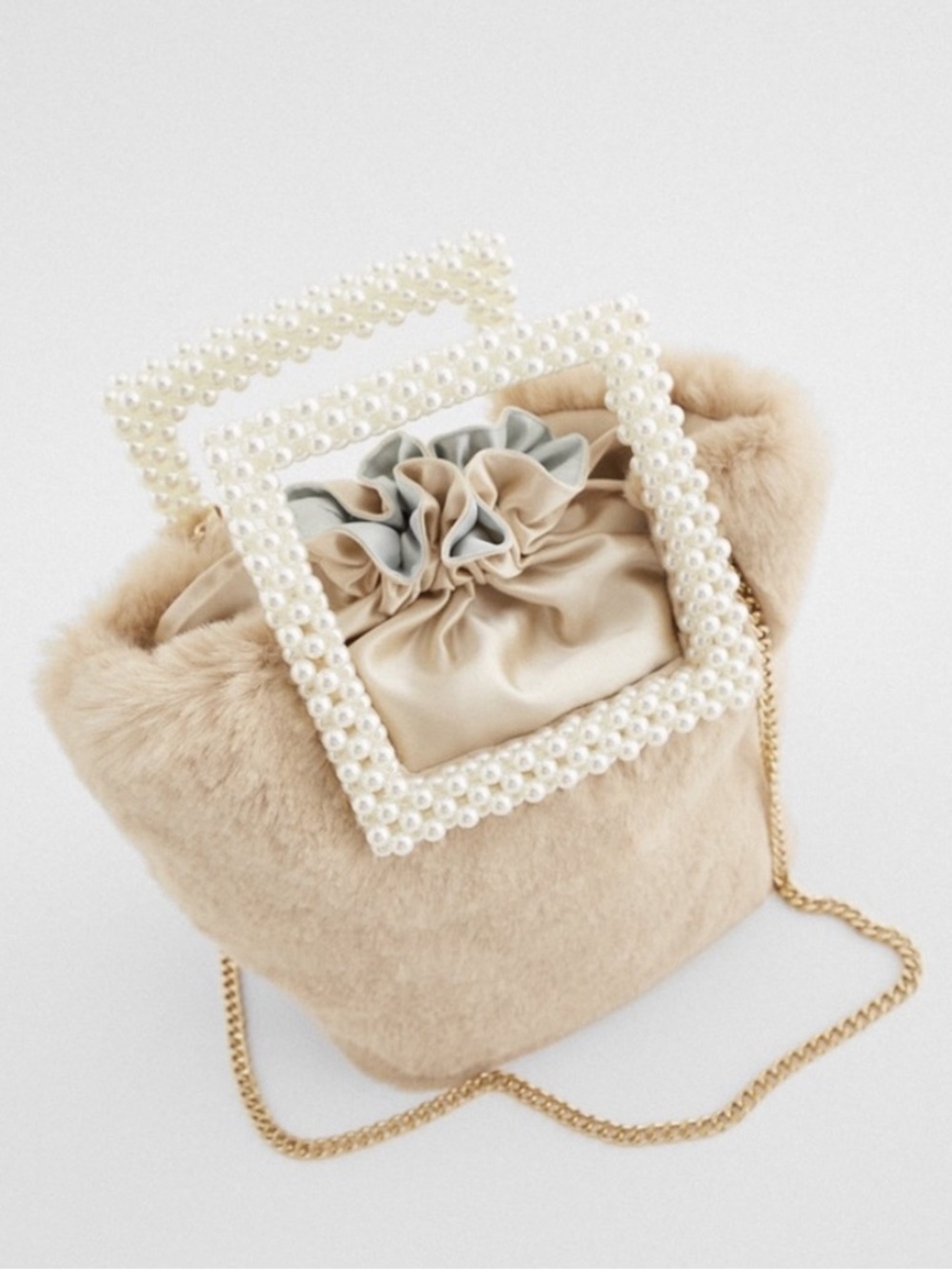ZARA Faux Fur Evening Handbag